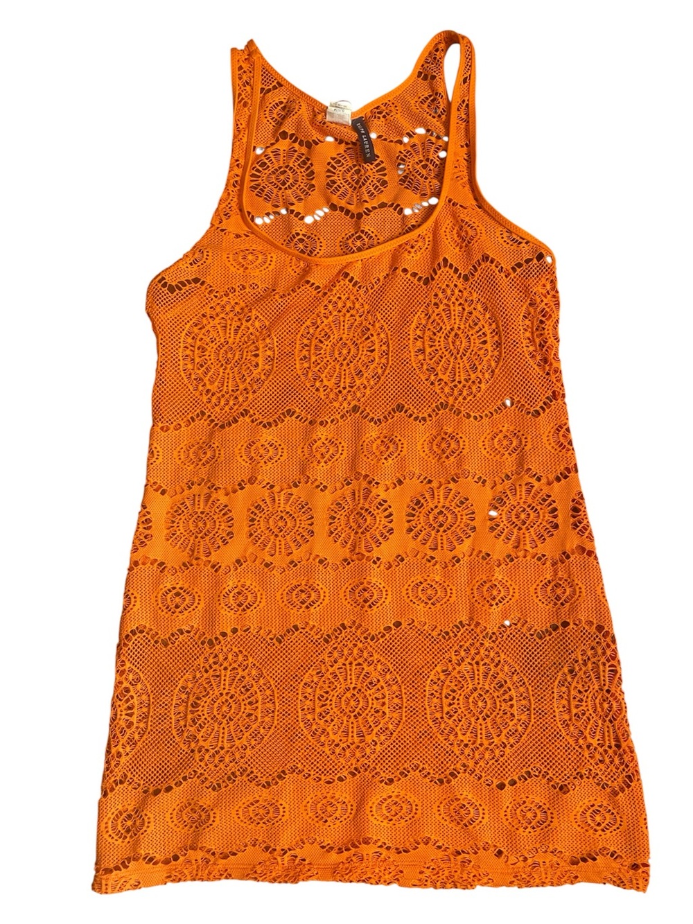 Ralph Lauren Bright Orange Crochet Swim Coverup